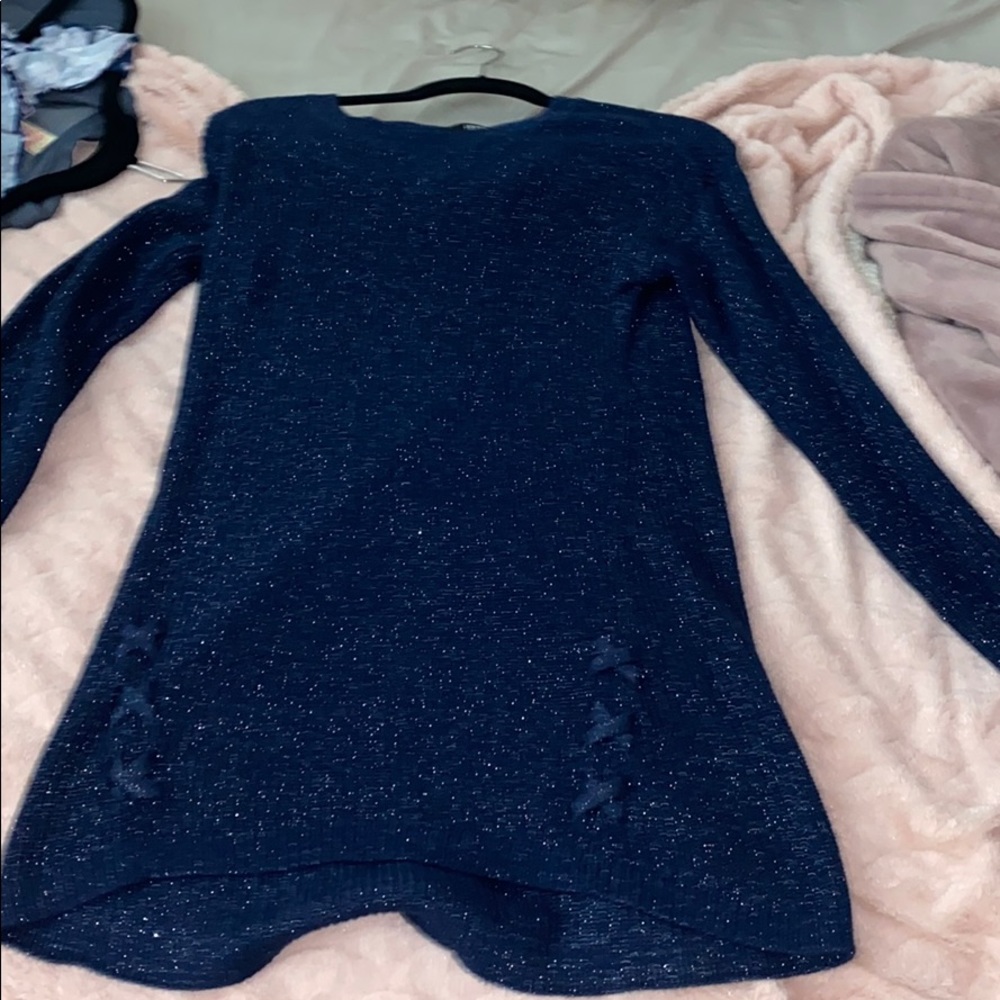 Navy blue sparkly dress/long sweater